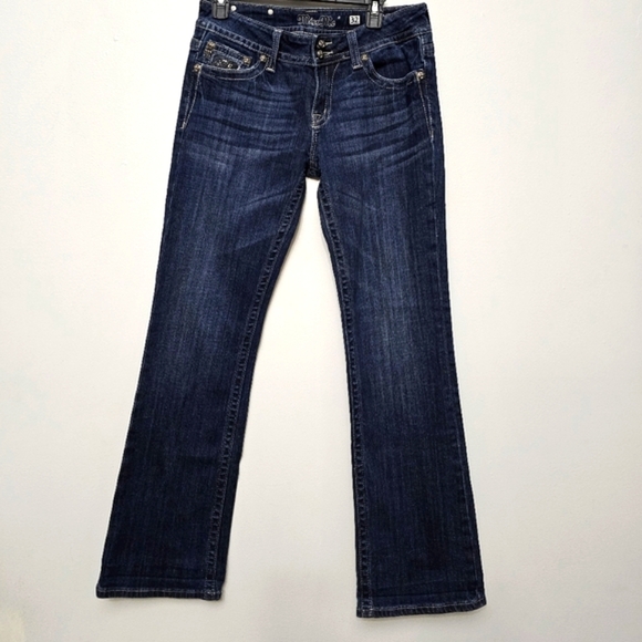 Miss Me Boot Embellished Black Rose Lace & Rhinestone Detail Edgy Jeans - Picture 3 of 16